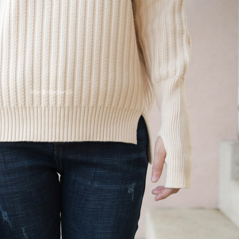 Hand knit sweater 2  (ดำ/ขาว/เทา/ครีม/ฟ้า/ชมพู)