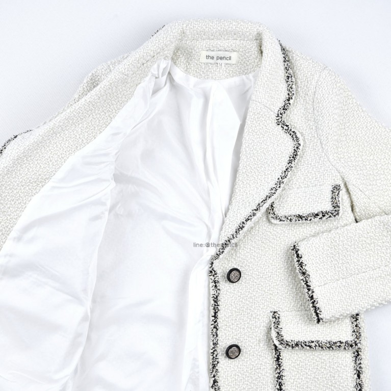 CC Tweed coat (ขาว/ดำ)