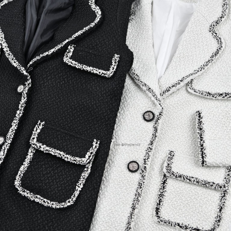 CC Tweed coat (ขาว/ดำ)