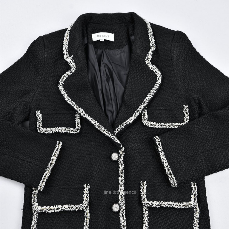 CC Tweed coat (ขาว/ดำ)