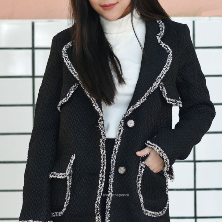 CC Tweed coat (ขาว/ดำ)