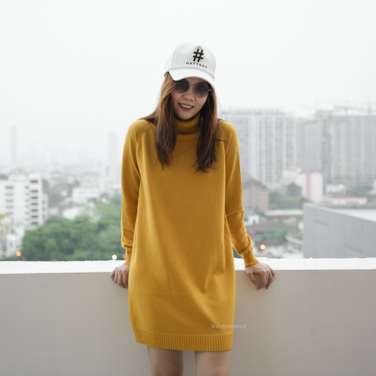 Turtleneck knit dress (7 สี ให้เลือก)