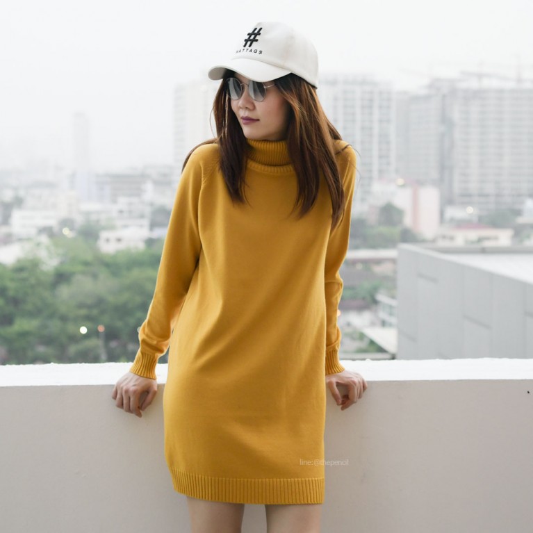 Turtleneck knit dress (7 สี ให้เลือก)