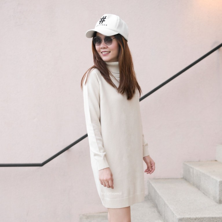 Turtleneck knit dress (7 สี ให้เลือก)