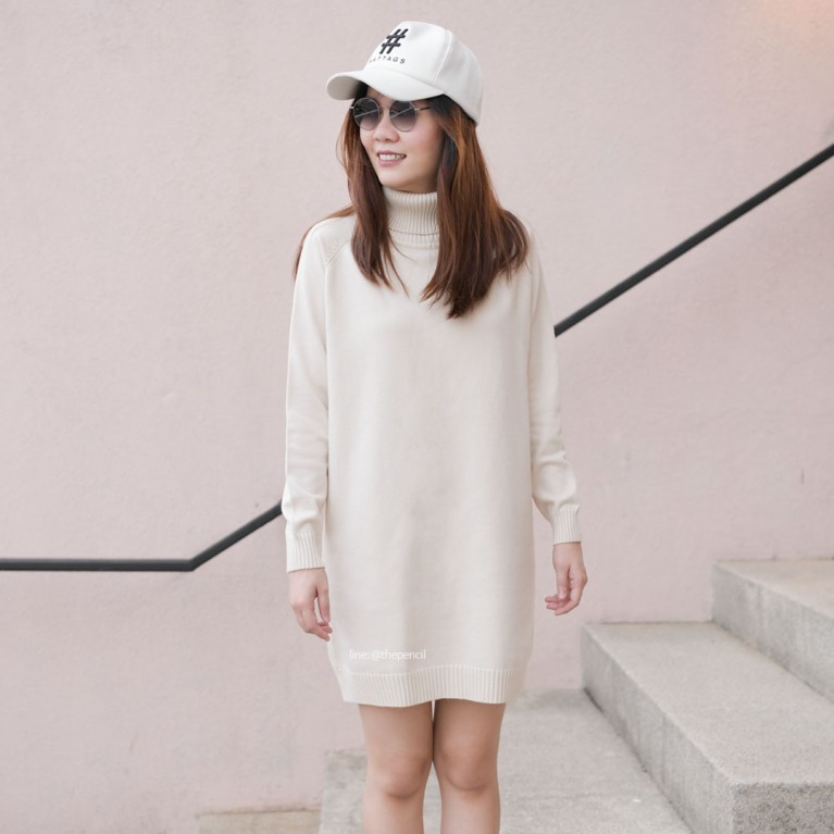 Turtleneck knit dress (7 สี ให้เลือก)