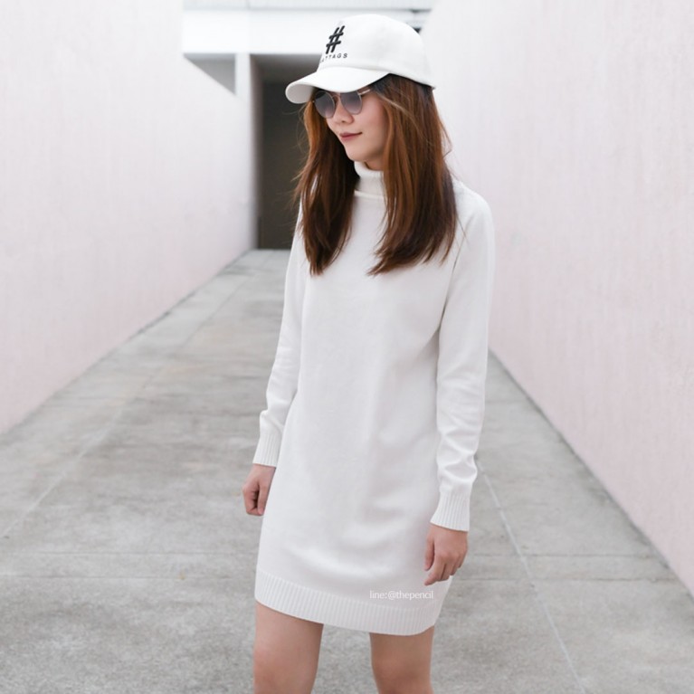 Turtleneck knit dress (7 สี ให้เลือก)