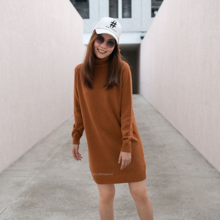 Turtleneck knit dress (7 สี ให้เลือก)