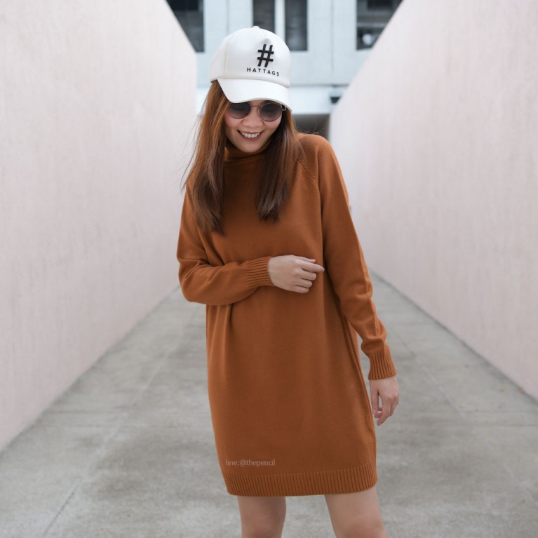 Turtleneck knit dress (7 สี ให้เลือก)