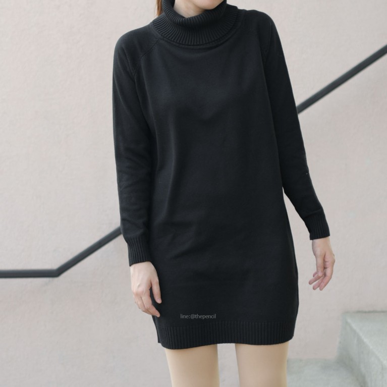 Turtleneck knit dress (7 สี ให้เลือก)