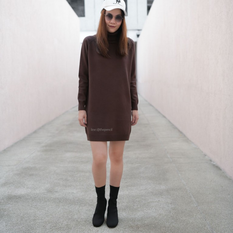 Turtleneck knit dress (7 สี ให้เลือก)