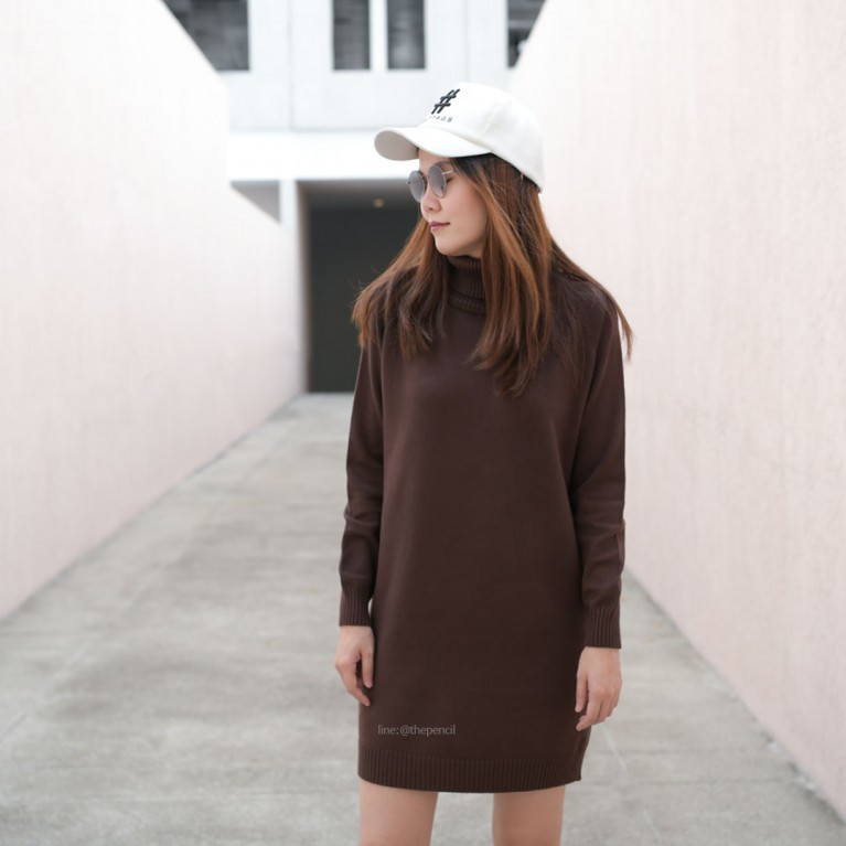 Turtleneck knit dress (7 สี ให้เลือก)