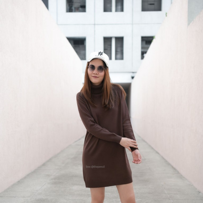 Turtleneck knit dress (7 สี ให้เลือก)