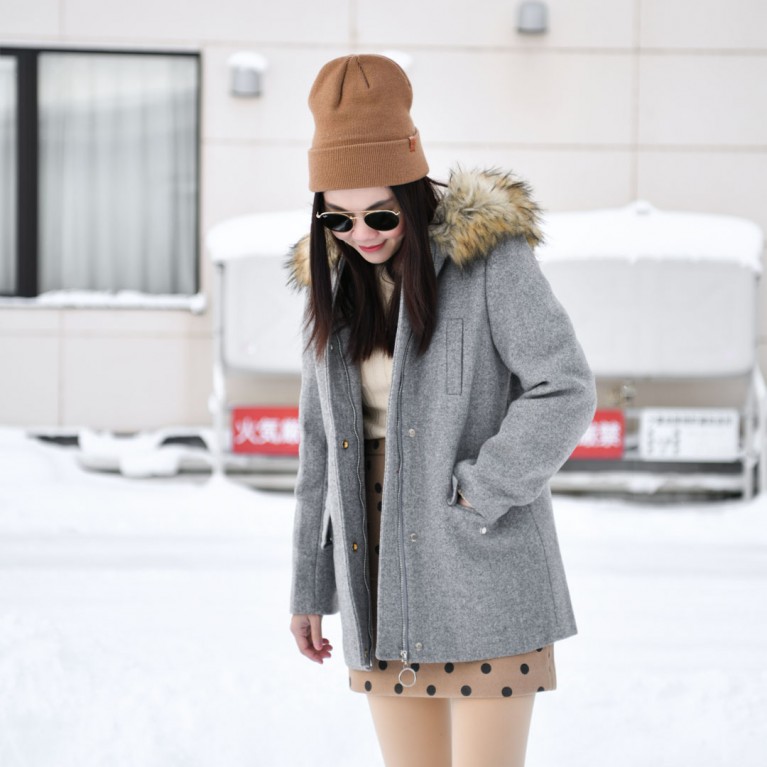 Downtown fur wool coat  (ดำ/น้ำตาล/เทา)