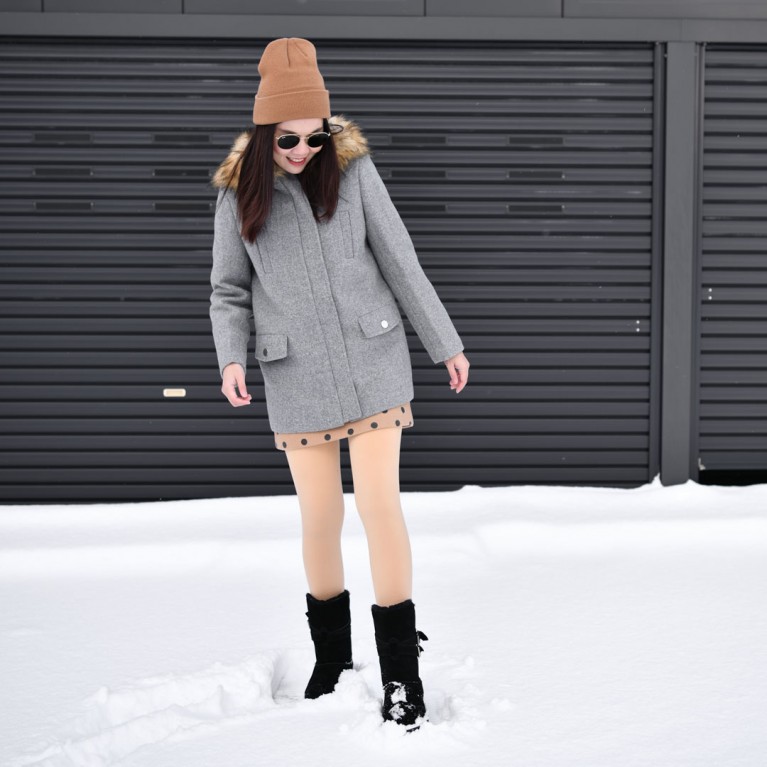 Downtown fur wool coat  (ดำ/น้ำตาล/เทา)