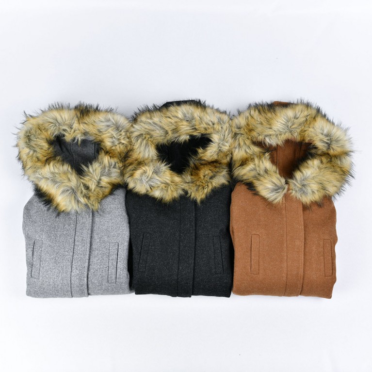 Downtown fur wool coat  (ดำ/น้ำตาล/เทา)