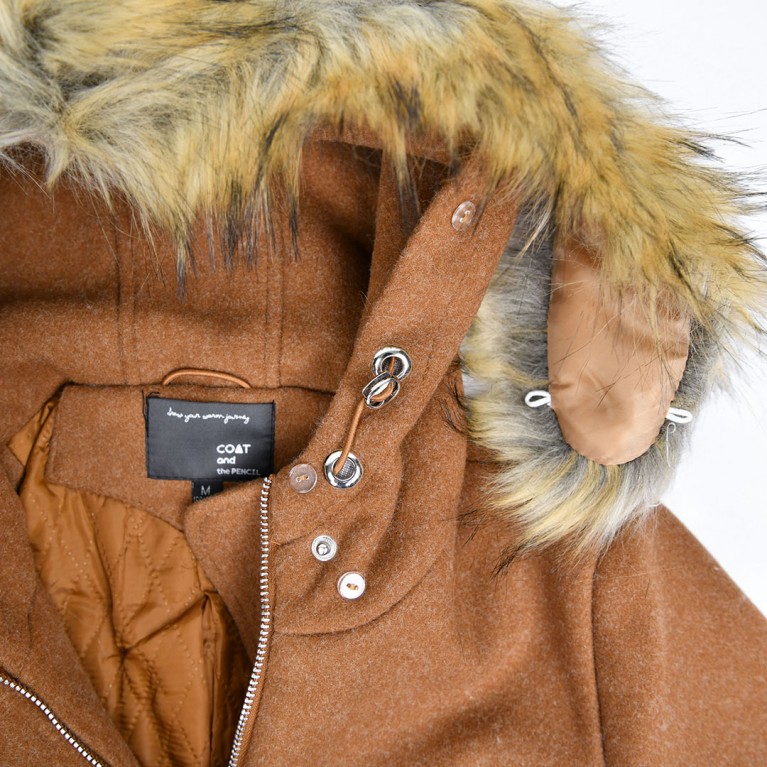 Downtown fur wool coat  (ดำ/น้ำตาล/เทา)