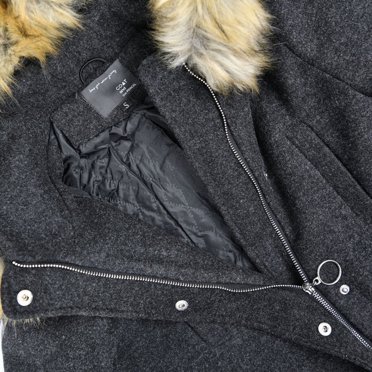 Downtown fur wool coat  (ดำ/น้ำตาล/เทา)