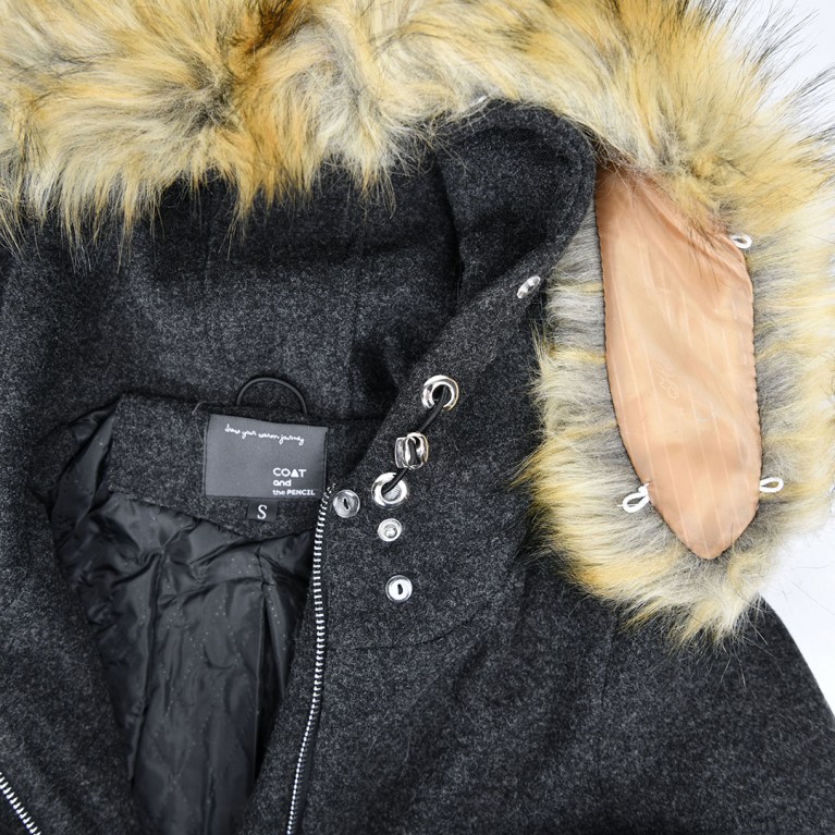 Downtown fur wool coat  (ดำ/น้ำตาล/เทา)