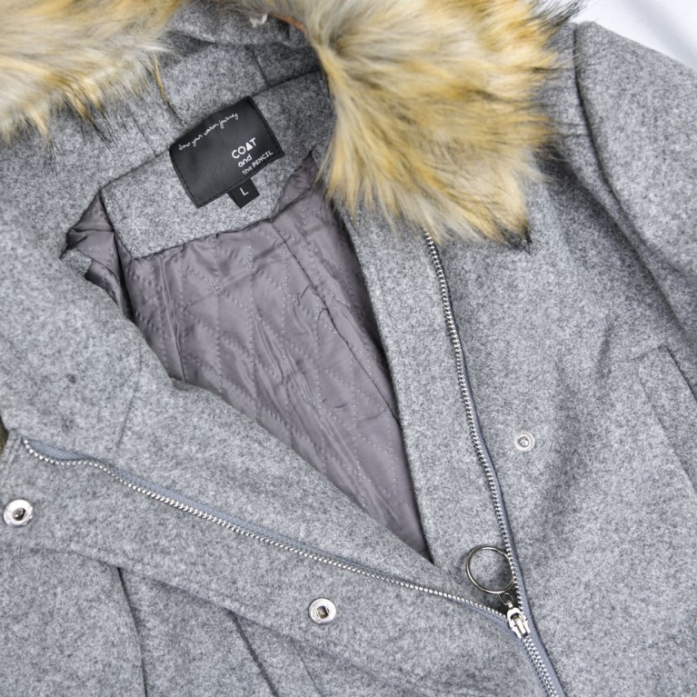 Downtown fur wool coat  (ดำ/น้ำตาล/เทา)