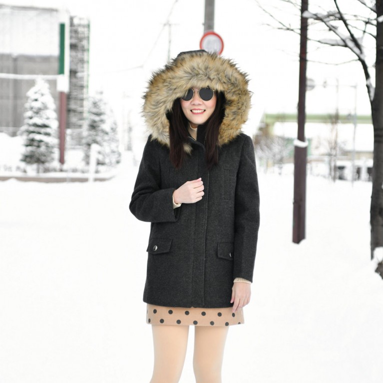 Downtown fur wool coat  (ดำ/น้ำตาล/เทา)