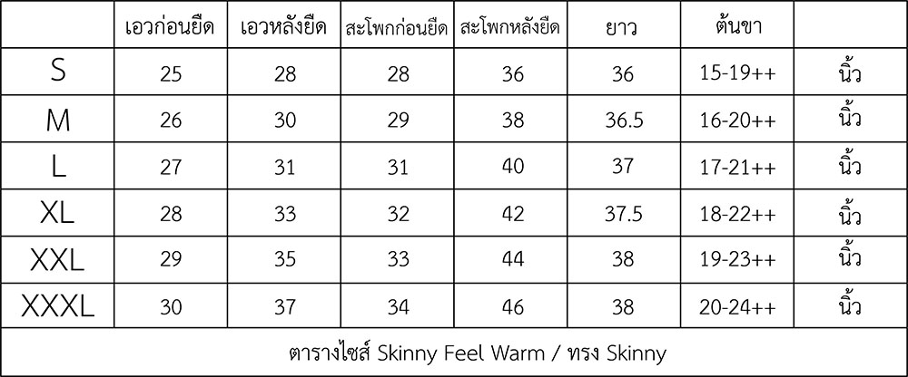 skinny size